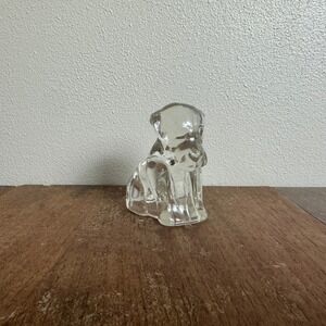 Vintage‎ Clear Federal Glass Mopey Dog Figurine Pooch Candy Container 3"